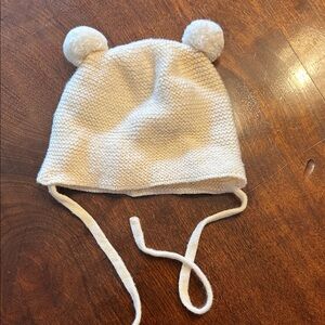 Charming Cream Knit Pom-Pom Hat for Kids
